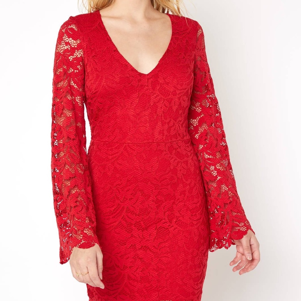 Bell-Sleeved Lace Mini Dress from South Moon Under
